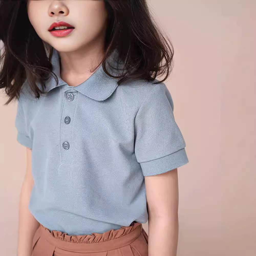 Infant & Children 0-12 Years Polo Shirt 100% Cotton Pique Knit Short Sleeve Summer Breathable