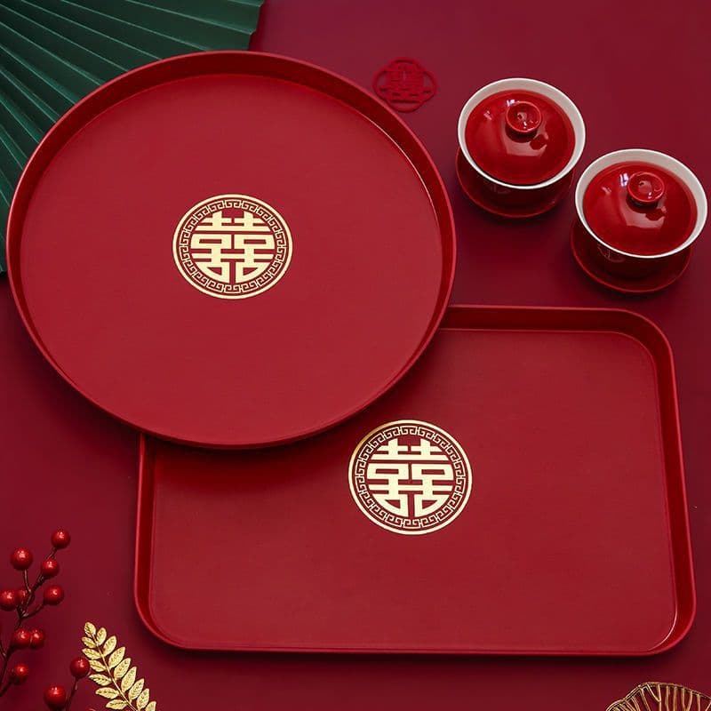 Engagement Party Decoration Full Set Wedding Celebration Red Fruit Plate Living Room Fruit Plate Melon Seed Plate Candy Plate