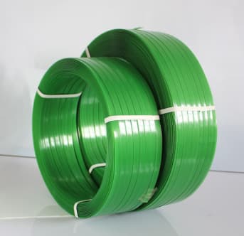 In-stock green PET machine-use heat-sealed plastic packaging straps, 1608 manual bundling bands, and packing straps for wholesale.
