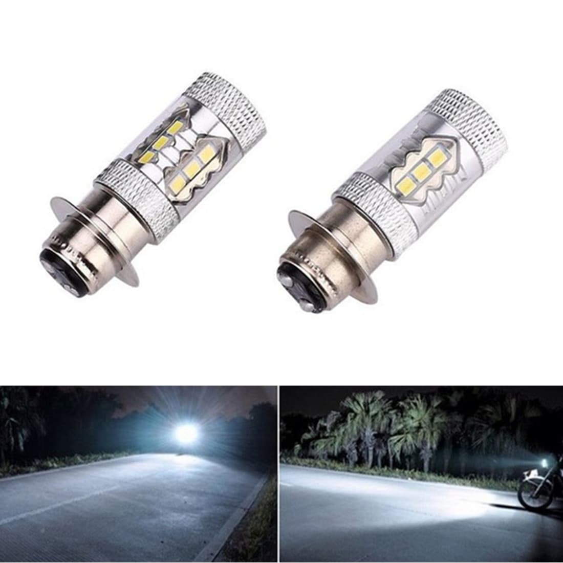 Motorcycle LED Headlight H6 80W 16LED Fog Light PX15D BA20D Motorcycle Headlamp