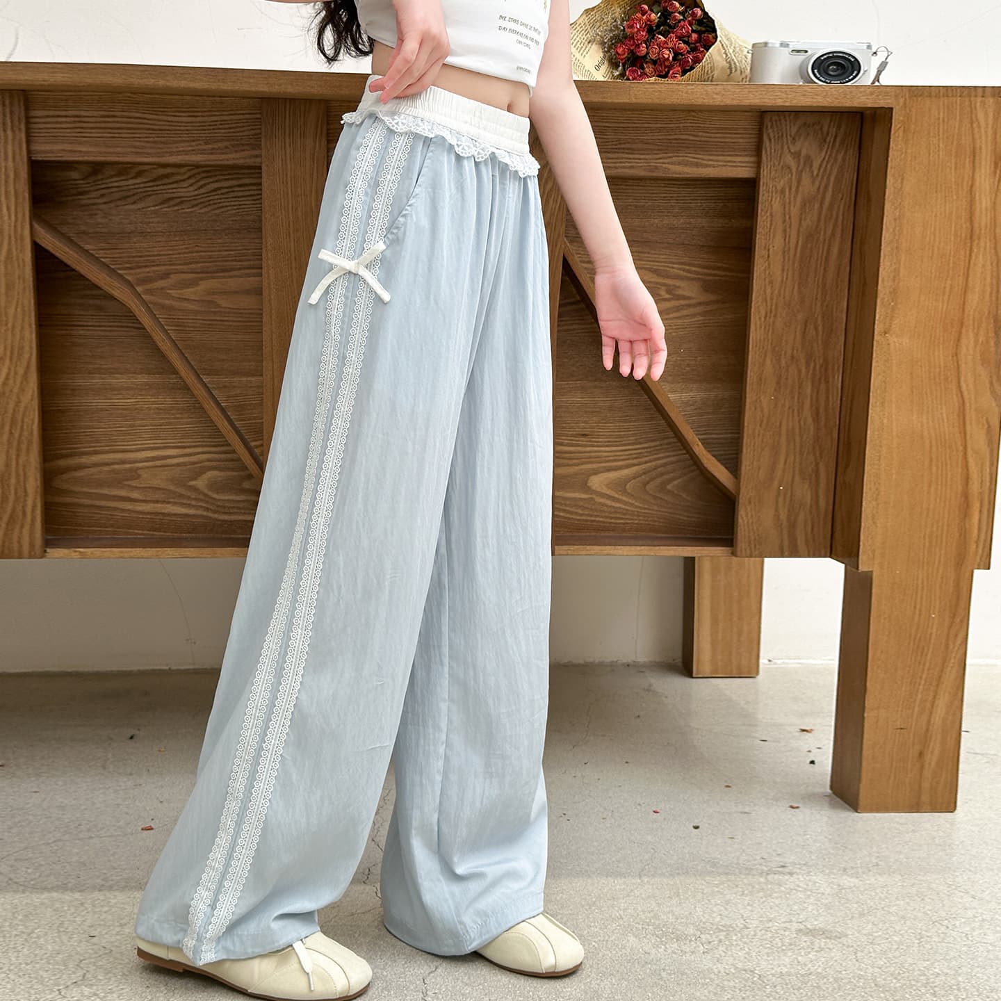 Girls' Pants Summer 2026 New Stylish Children's Casual Trousers for Older Girls Thin Summer Straight Leg Pants