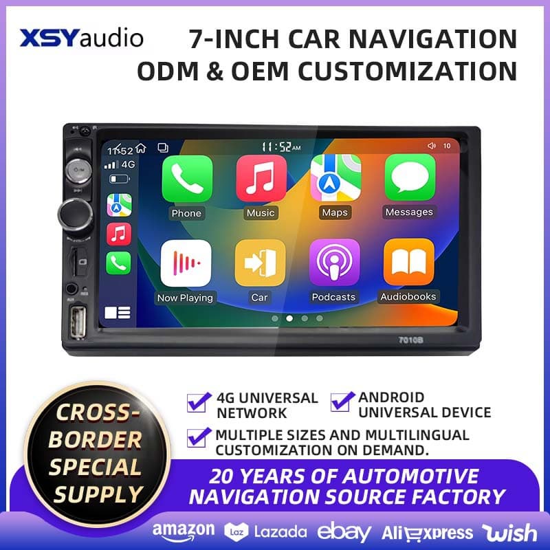 Cross-border exclusive 7-inch car navigation multi-function car radio smart bluetooth central control screen car navigation