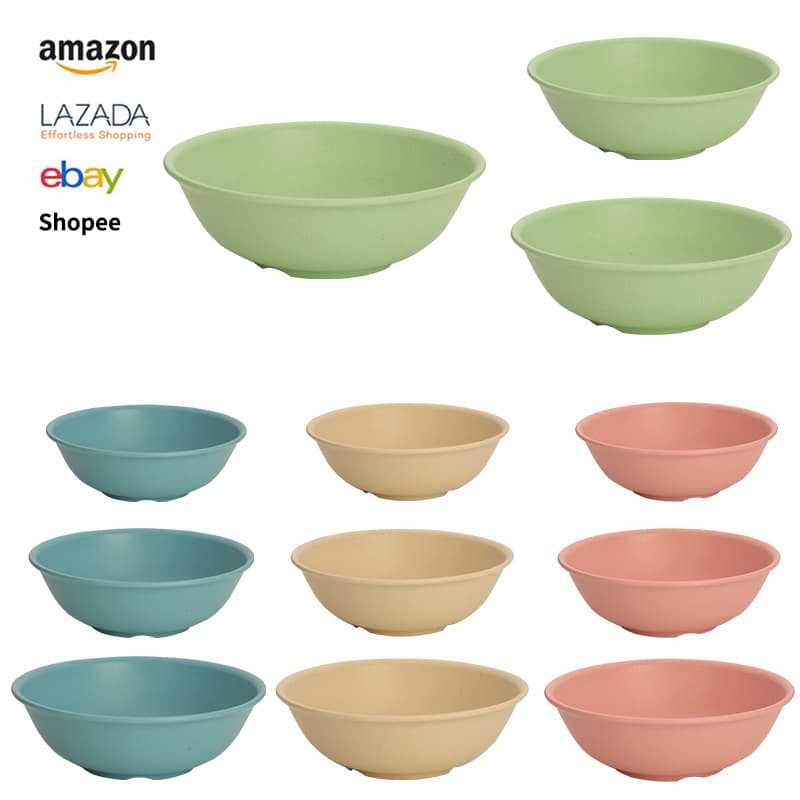 Wheat Straw Dinner Bowl, Flared Rim Bowl, Simple Household Rice Bowl, Soup Bowl, Round Bowl, Eco-Friendly Kitchen Plastic Bowl