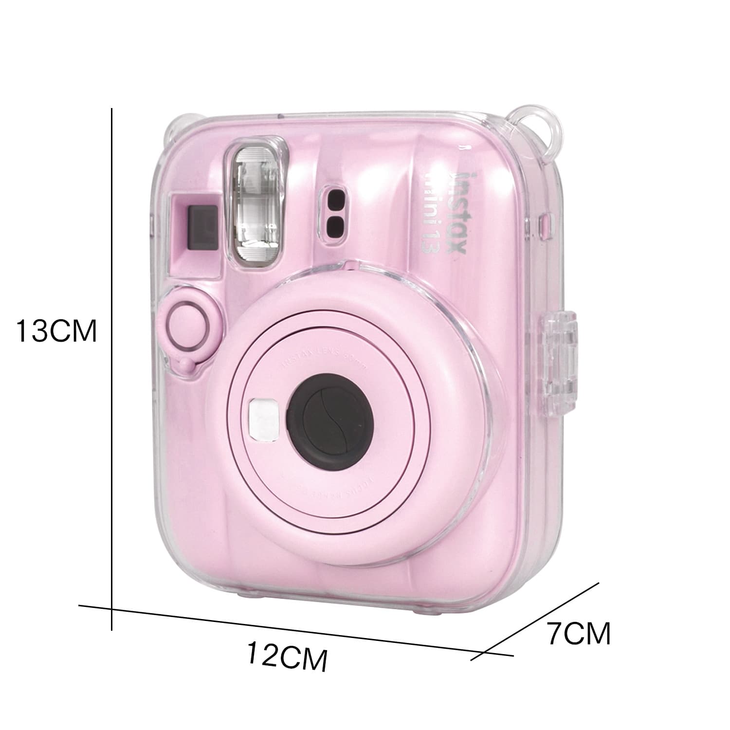 New Fujifilm Instax Mini 13 Transparent Protective Crystal Clear Case with Hand Strap / Crossbody / Camera Bag