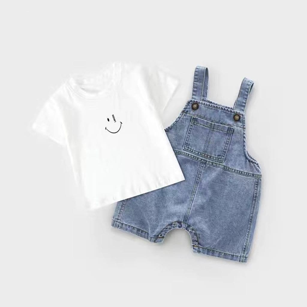 Baby Denim Overalls Summer Thin Toddler Shorts Soft Crotch-Open Newborn Jumpsuit for Girls