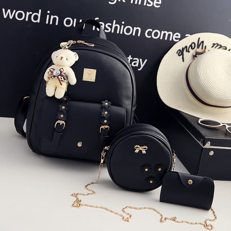 New Korean-style PU backpack for female students, casual, trendy, versatile school bag, travel bag, women's backpack