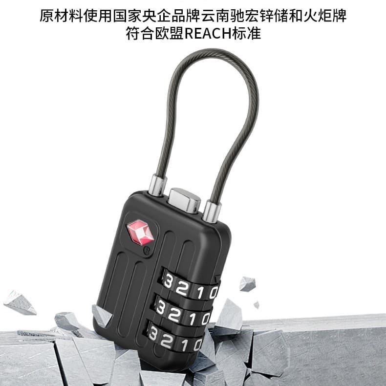 New 3-Dial TSA Lock Steel Cable Combination Lock for Luggage Travel Suitcase Lock Metal Genuine