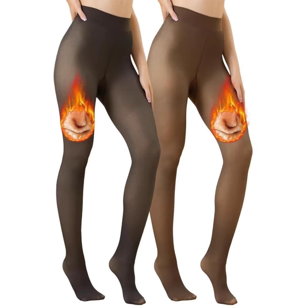 Cross-border Export Skin-Tone Leggings Sheer Black Effect Women's Fleece-Lined Pantyhose Faux Transparent