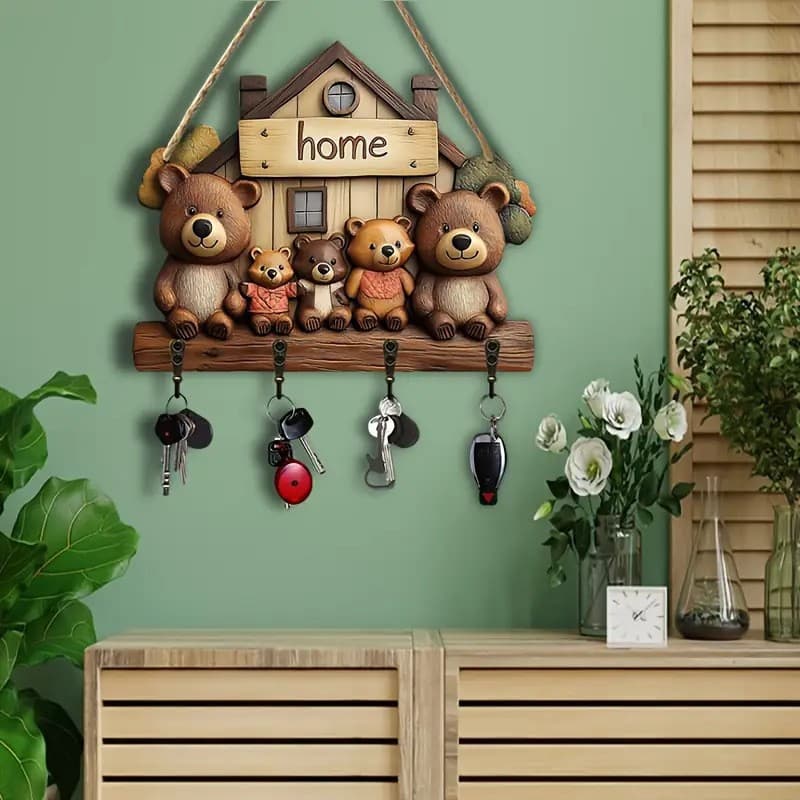 Cross-border new product wooden key hanger graphic graphic living room villa porch home decoration pendant