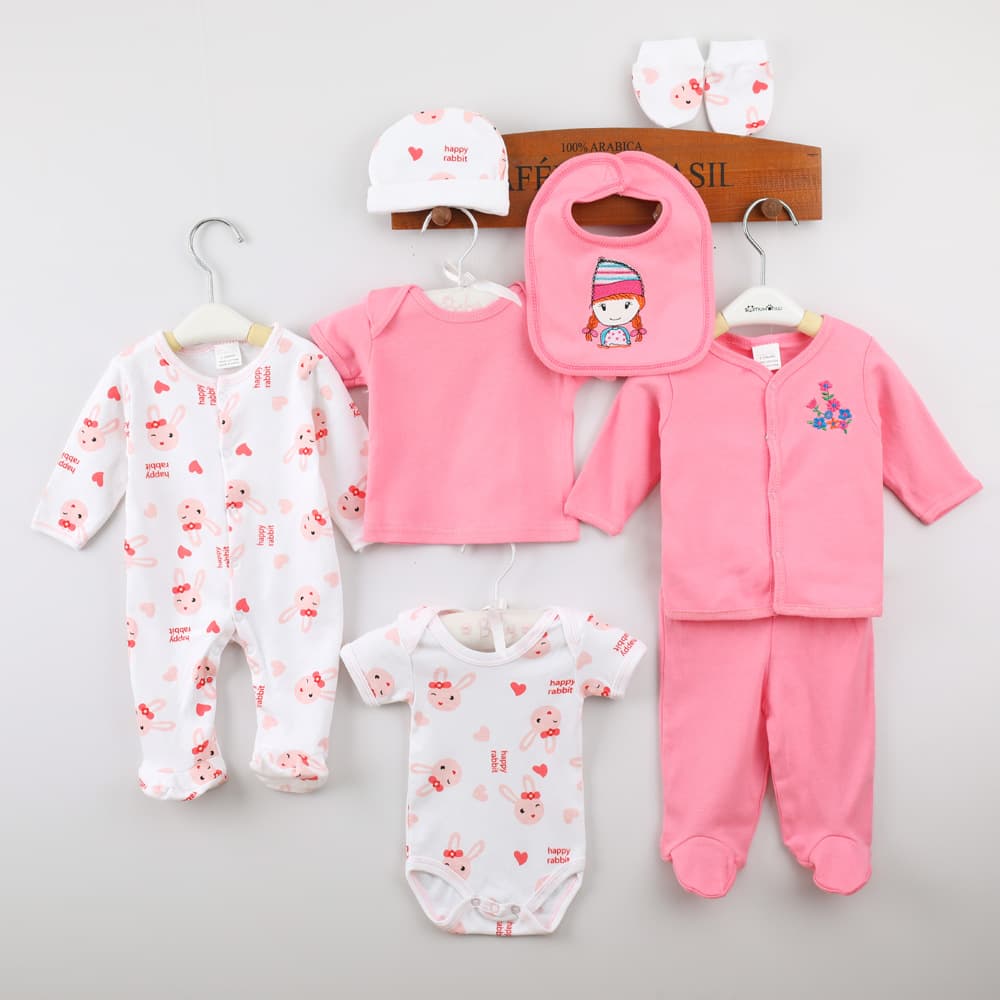 Spring, Summer, Autumn, Winter 8-Piece Baby Bodysuit Set - Cute and Adorable Newborn Romper for Girls, Baby Jumpsuit