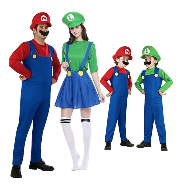 Cross-border foreign trade children's clothing Mario same-style series cosplay dress girls' Children's Day overall skirt two-piece set