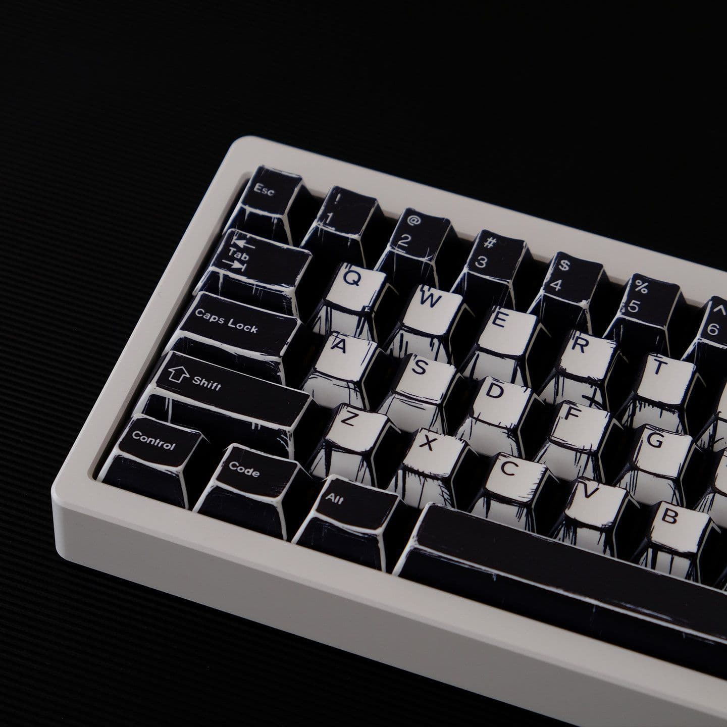 Black and white comic keycap 143 keys original side engraved translucent PBT five-sided sublimation mechanical keyboard cap cross-border Amazon