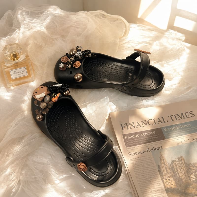 KT Mary Jane Ballet Shoes Sandals Women's Hole Shoes Women's Outdoor One-Strap Sandals Beach Shoes Home Slippers Women