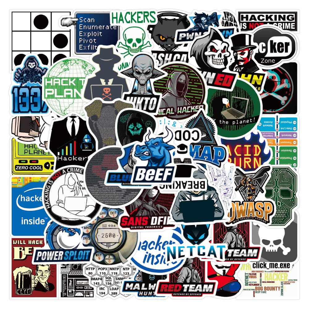 50 Cross-border American TV Hacker Graffiti Stickers, Waterproof, for Phone Case, Journal, Luggage Decoration, Factory Wholesale