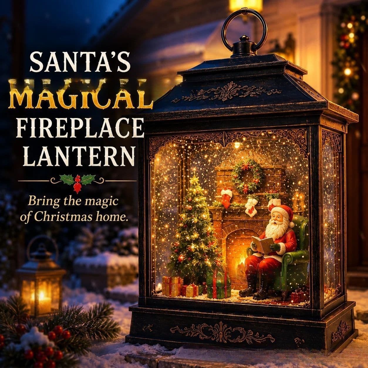 Cross-border New Santa's Magical Fireplace Lantern Santa's Magical Fireplace Lantern