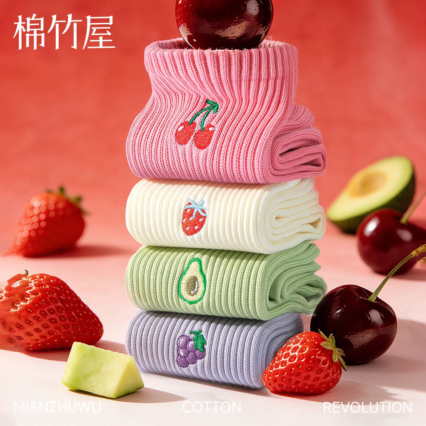 Women's Cotton Summer Thin Mid-Calf Cute Embroidered Sports Anti-Odor Cartoon Spring Autumn Seamless Short Cotton Socks