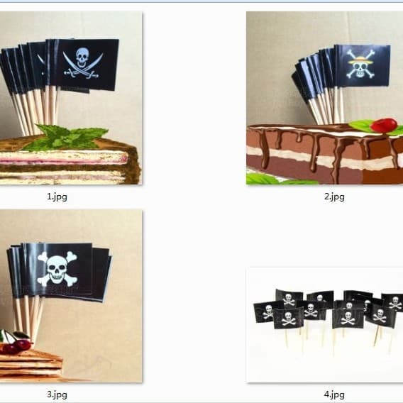 Halloween toothpick flags, One Piece toothpick flags, double swords, pirate flag skull toothpick flags, five pirate styles ready-to-ship.