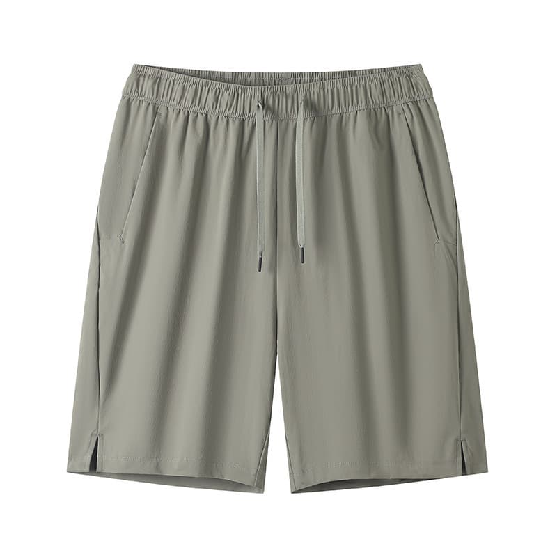 Cross-border wholesale men's ice silk shorts summer solid color five-point pants ice-feel nylon breathable casual pants black army green
