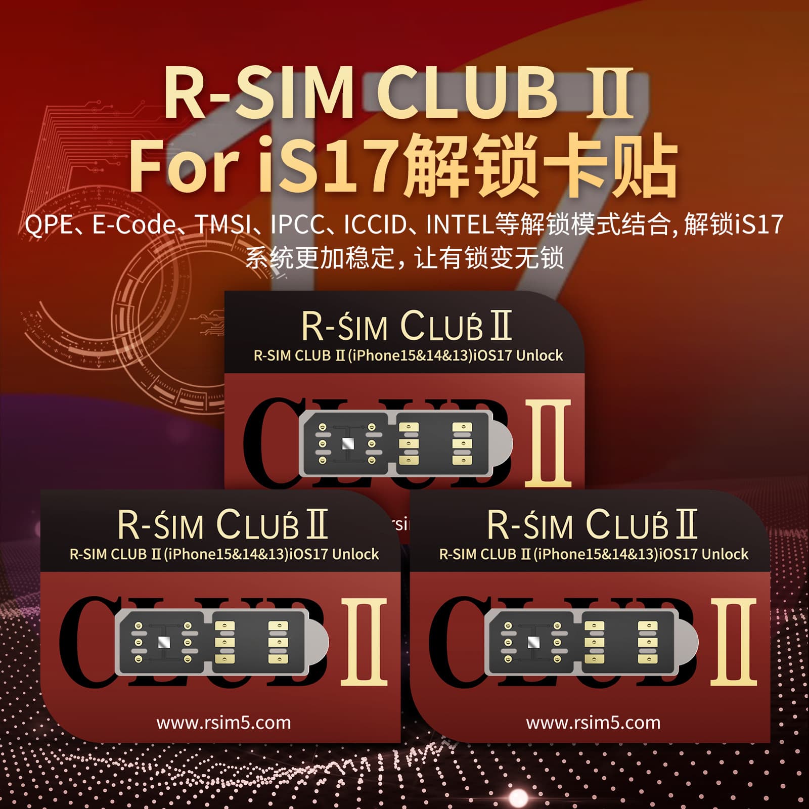Unlocking card RSIM CLUB 2 iOS17 system for iPhone6-15promax