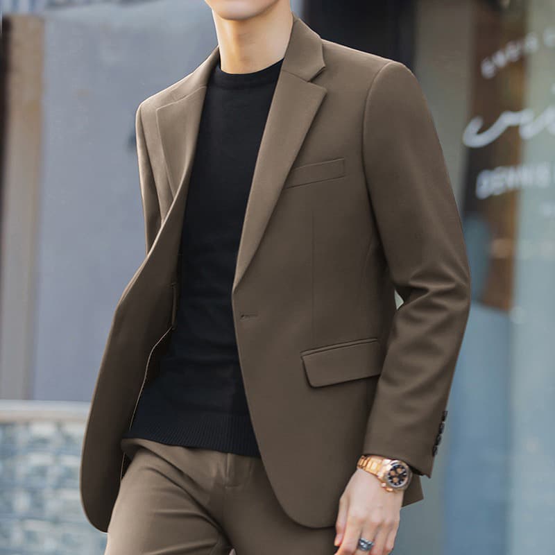 Winter Quilted Suit Set for Men, Korean Trendy Versatile Complete Suit Jacket Slim Fit Handsome Top
