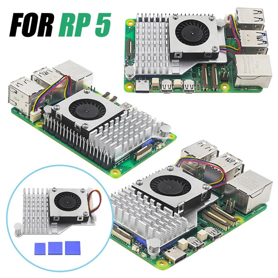 Raspberry Pi 5 Heatsink Active Cooler Raspberry Pi5 Aluminum Heatsink Blower Fan