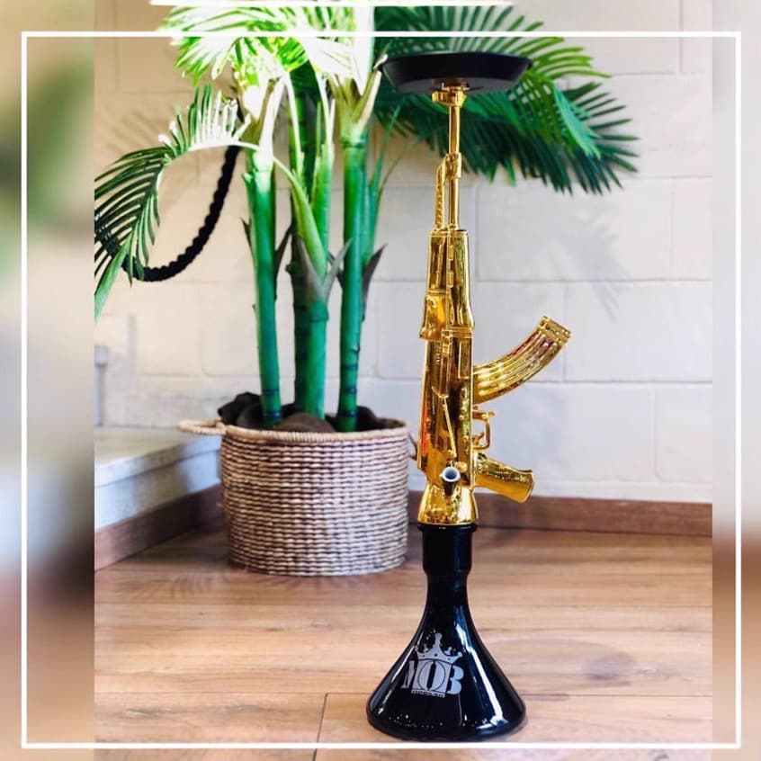 Internet celebrity hookah with diamonds AK47 resin hookah large single tube KTV bar full diamond hookah glass bottle