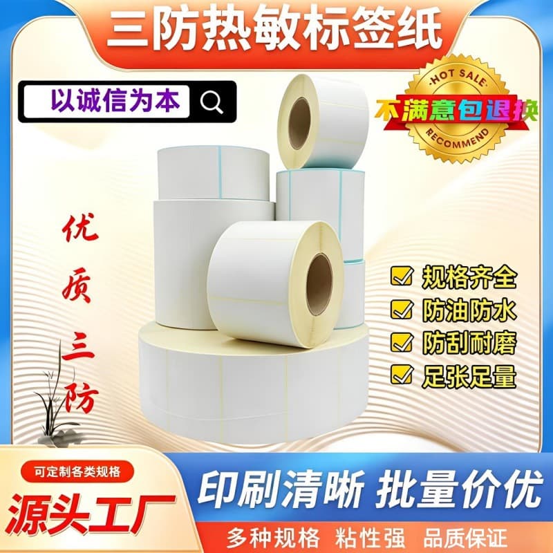 Three-proof thermal label paper self-adhesive sticker 50*30 100*100 70*60 printing paper spot wholesale
