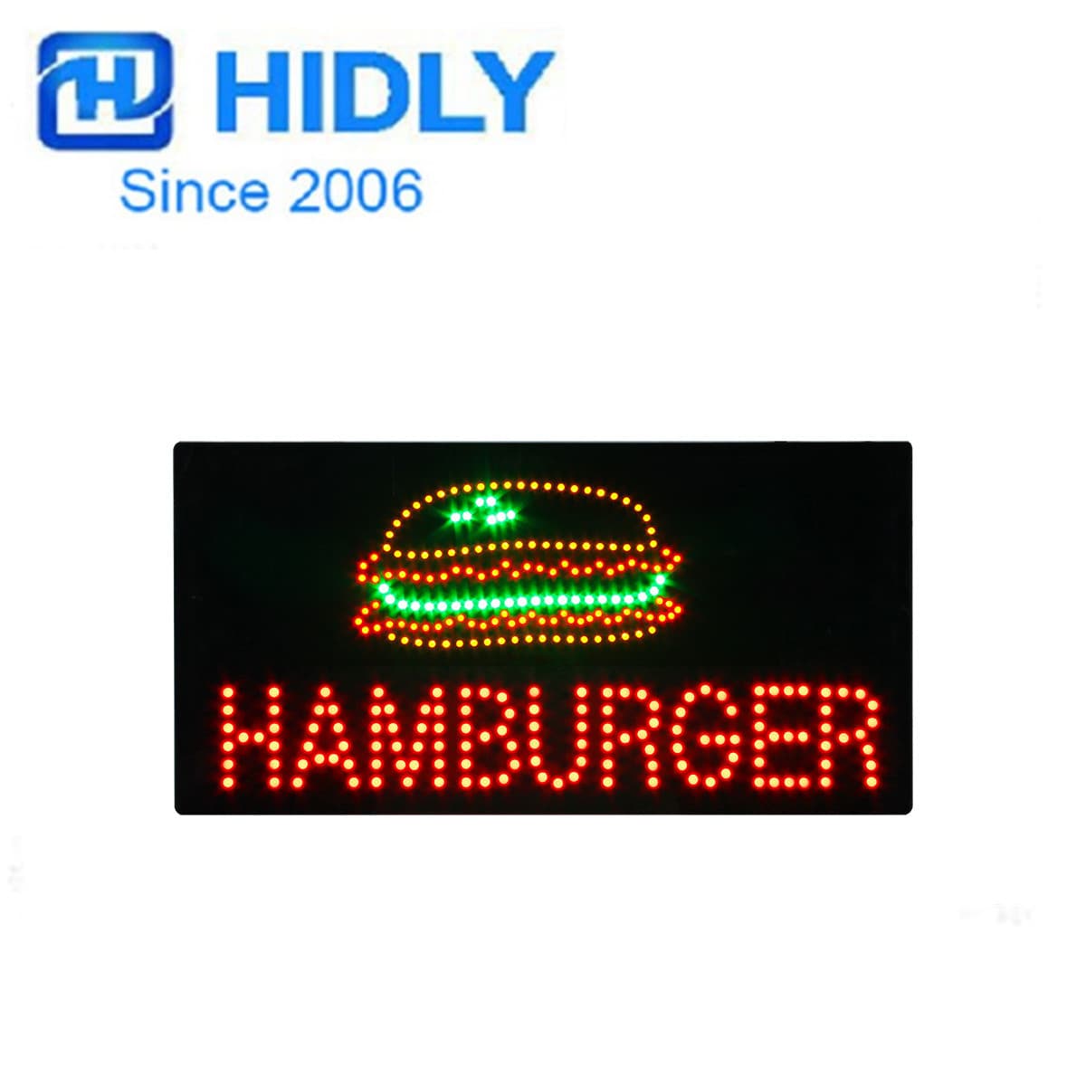 Cross-border Export to France Hamburger Shop LED Sign 24 Hours Open LED HAMBURGER SIGN