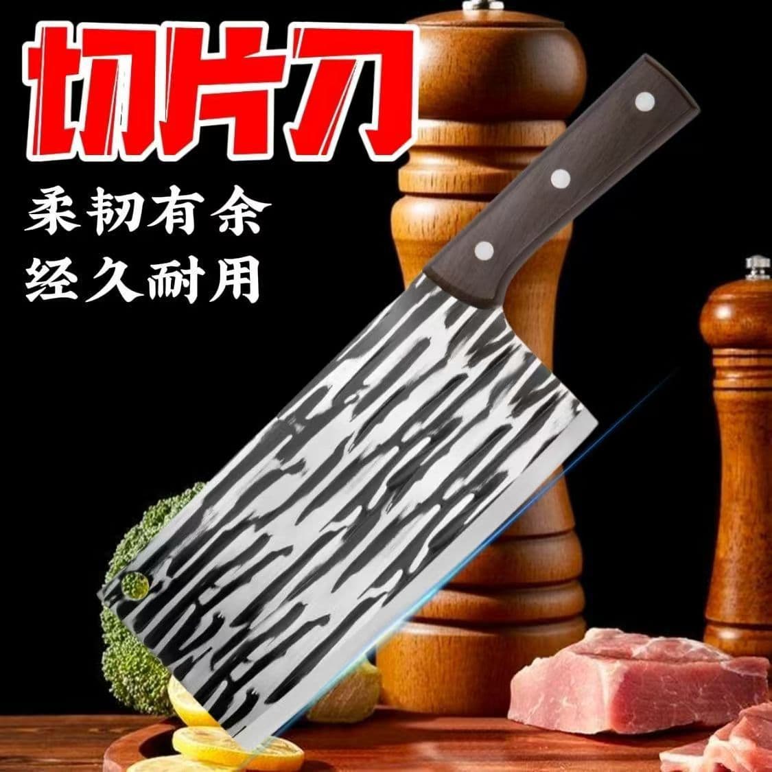 Hand-Forged Stainless Steel Meat Cleaver, Kitchen Slicing Knife for Home Use, Professional Chef Sharp Cutting Tool