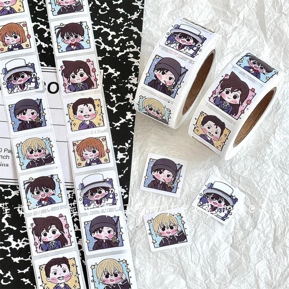Xiaohongshu Same Style High-Appearance Ins Detective Conan Roll Stickers Decorative Journal Sealing Stickers Student Labels