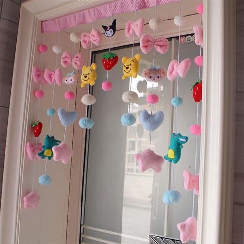 Korean Style Door Curtain Partition Dinosaur Battle No-Drill Bedroom Magic Tape Hanging Curtain Bathroom Home Door Curtain for Girls