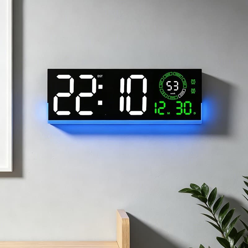 New luminous creative clock living room wall clock simple modern LED digital clock two sets of alarm clock 6696 decoration