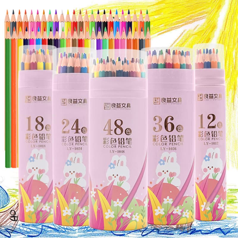 Cross-border colored lead children's 12/18/24/36/48 color oily colored pencil sketch student special pencil set
