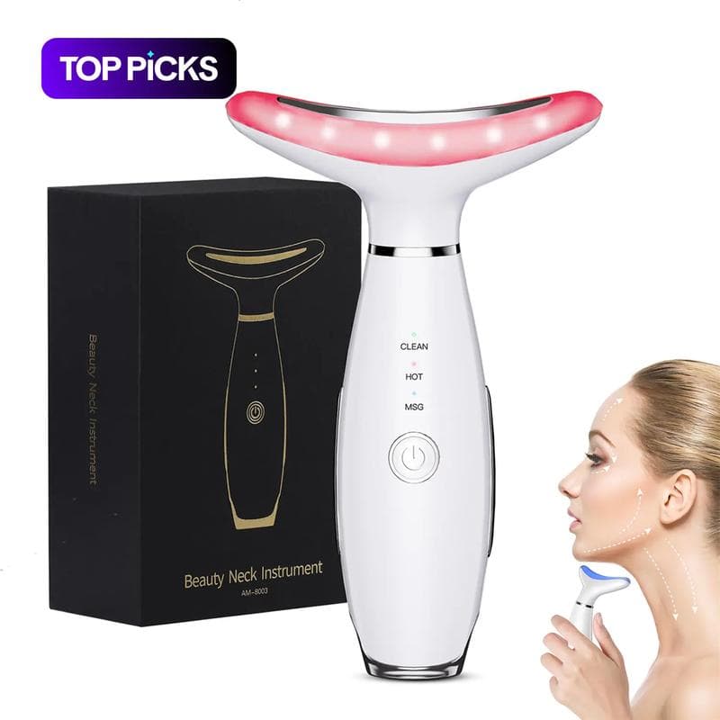 Three-Color LED Facial Beauty Device, Neck Massager, Anti-Aging Skin Care Device, 7-Color Neck Beauty Device, Cross-Border Hot Selling Product