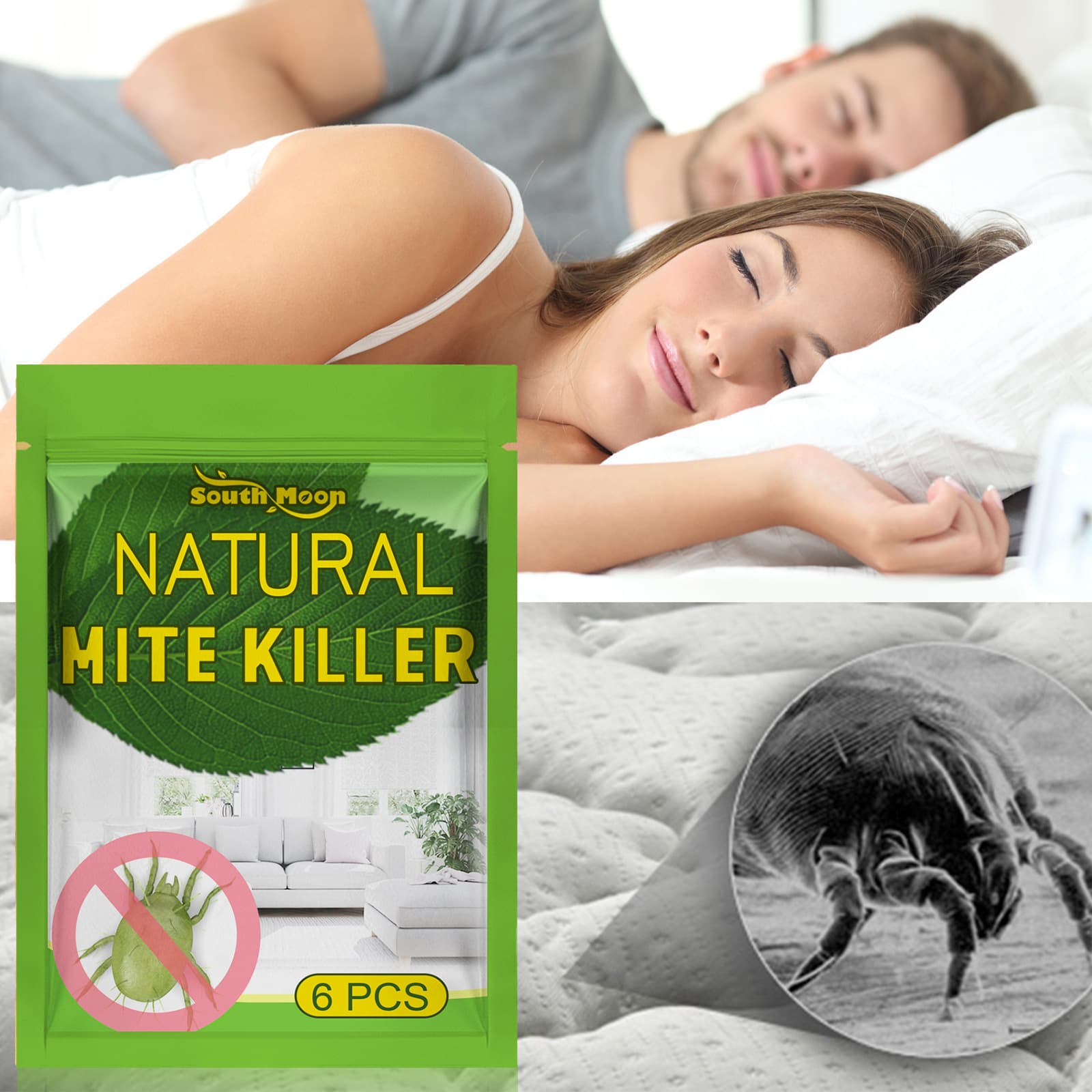 South Moon Mite Repellent, Home Use for Beds and Clothing, Plant-Based Mite Capture and Elimination Sachets