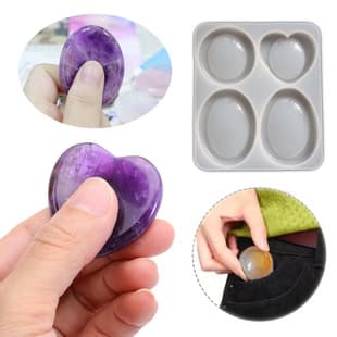 Thumb Worry Stone Epoxy Resin Mold Mirror Healing Stress Relief Stone Yoga Stone Silicone Resin Mold