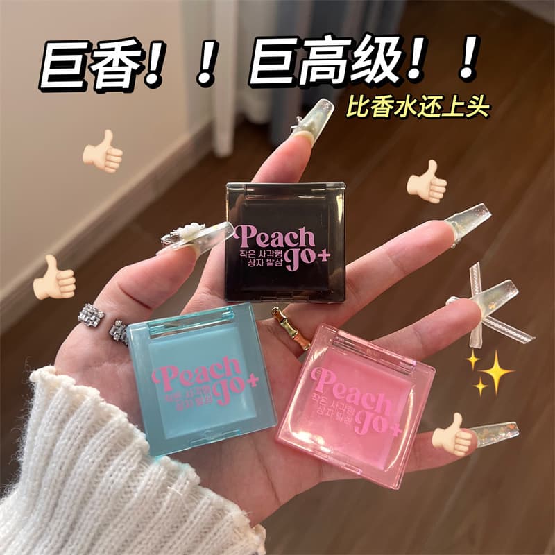Korean Style PEACH JO+ Small Square Box Jasmine Rose Scented Body Balm, Solid Perfume Balm Wholesale Souvenir