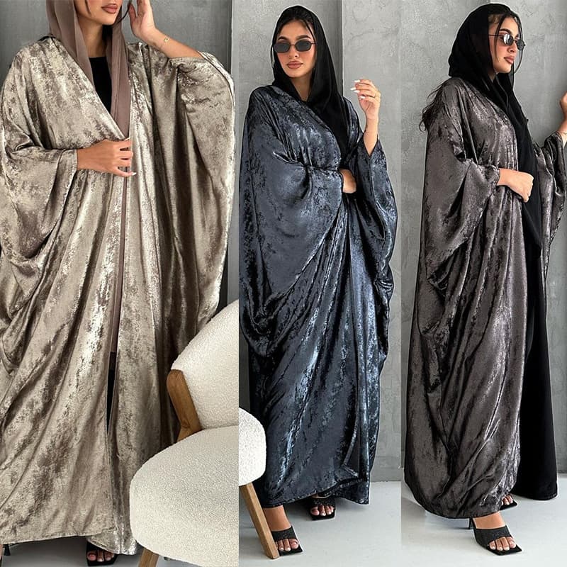 MQ142 2025 Summer New Modest Women's Fashion Long Dress Solid Color Plus Size Cardigan for Cross-Border E-Commerce