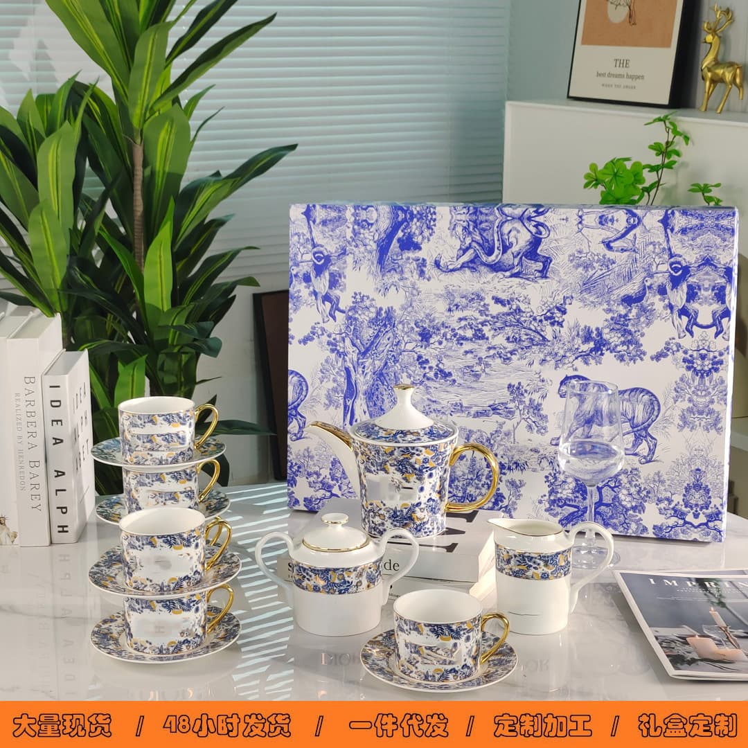 New Dijia Bone China Coffee Cup Afternoon Teapot Tea Set Modern Simple Bestie Home Coffee Set Wholesale