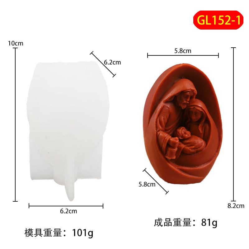 Best-selling Family 3D Easter Aroma Candle Mold DIY Desktop Plaster Ornament Silicone Mold