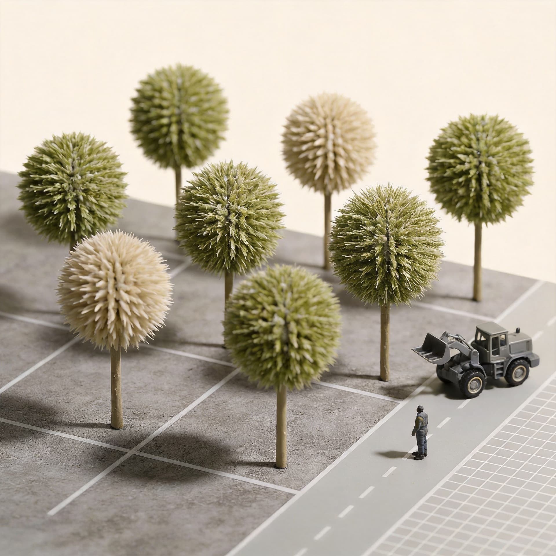 Simulated spherical tree trunk craft model tree, plastic simulated tree architectural model, DIY landscaping greenery consumables.