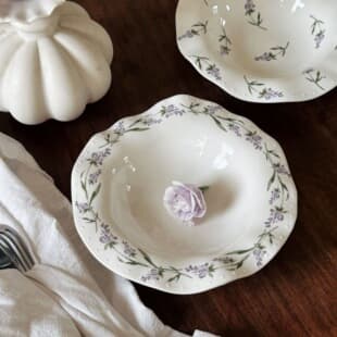 French Lavender Ceramic Plate Handmade Beaded Plate Salad Plate Fruit Plate Soup Plate Deep Plate Home Pasta Plate