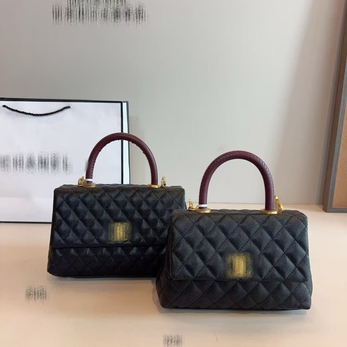 Full Set Packaging Wholesale Cross-border Chanel-Style Coco Handle Handbag