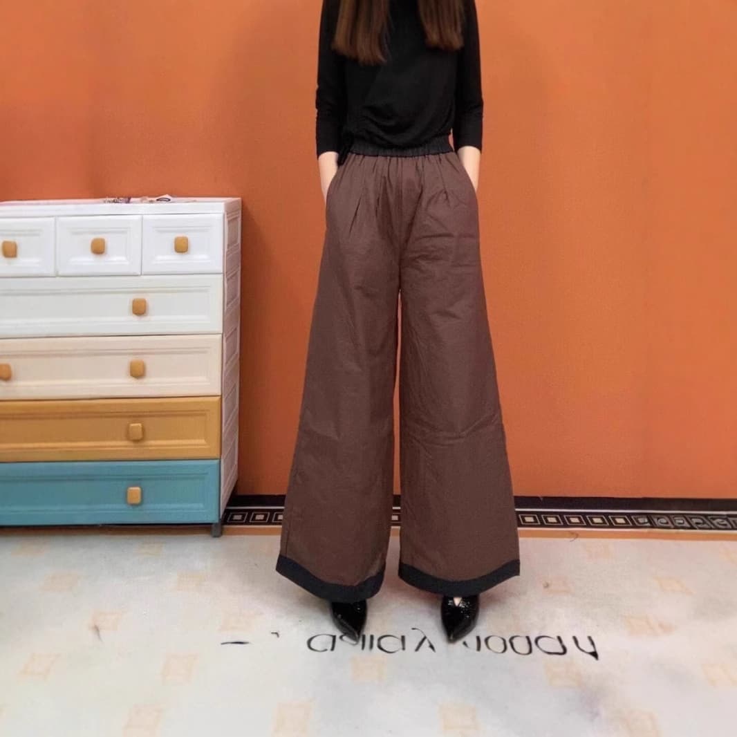 Women's Casual Wide-Leg Pants Winter Warm Trousers Mother's Pants Thickened Plus Size Loose Down Pants
