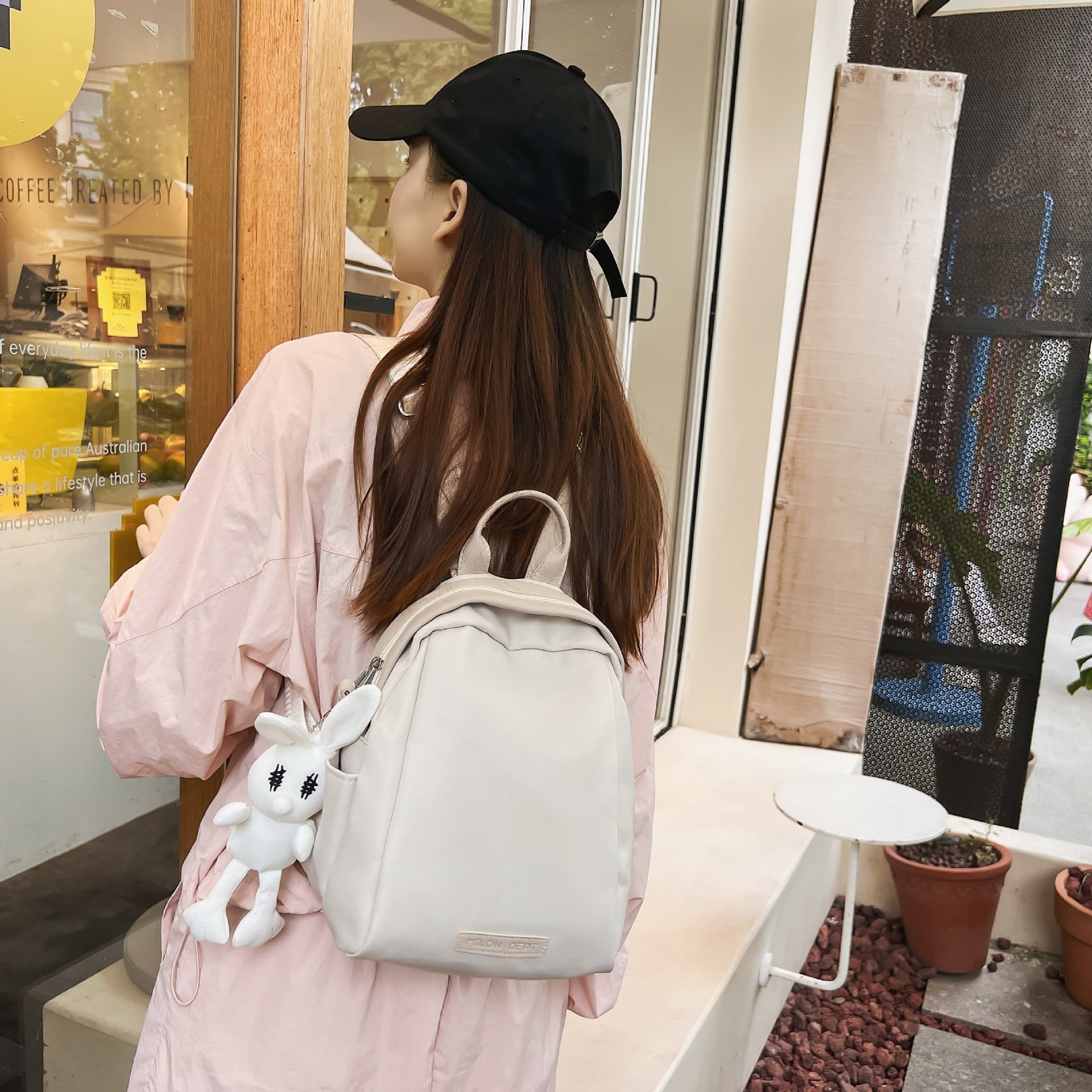 2024 Japanese Simple Ins Style Solid Color Backpack for Female Middle School Students - Retro Mori Style Niche Backpack for Junior High School Girls