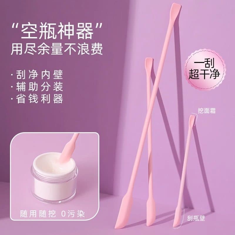 Cosmetic Scooping Spoon Silicone Spatula for Water Emulsion, Face Cream, Skincare, Foundation Liquid, Mini Bottle Tool, Small Spoon Gadget