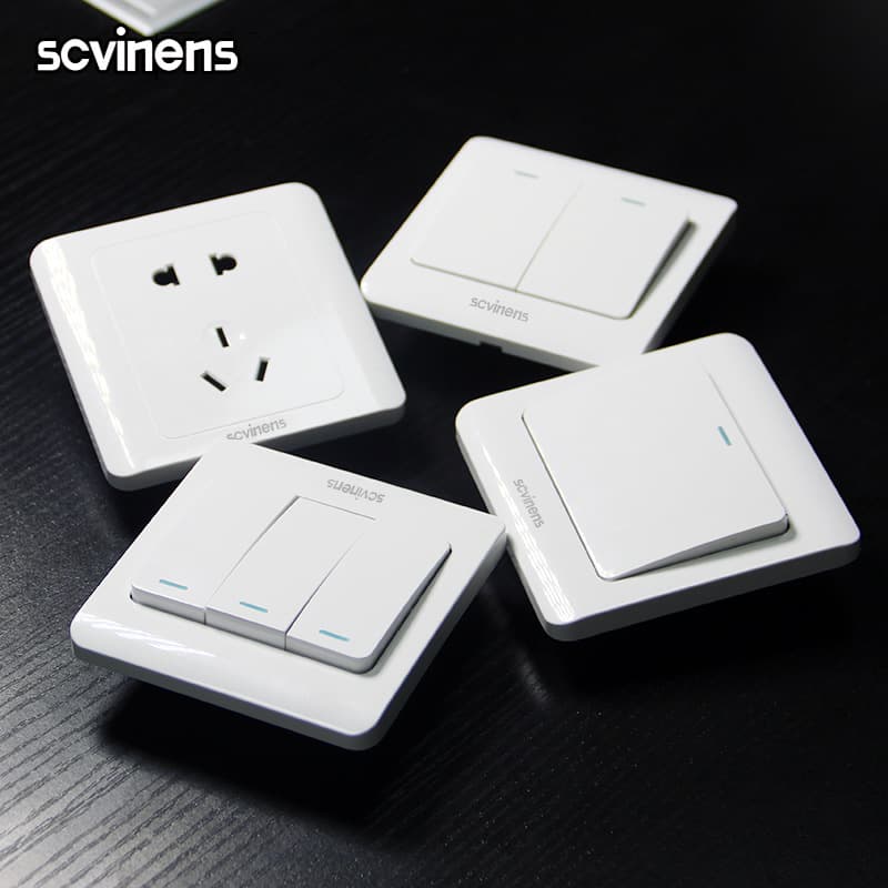 86-Type Flush Mount White One-Gang Single Control Switch Panel with Silver Contact Single-Gang Single-Way Wall Switch Socket Wholesale