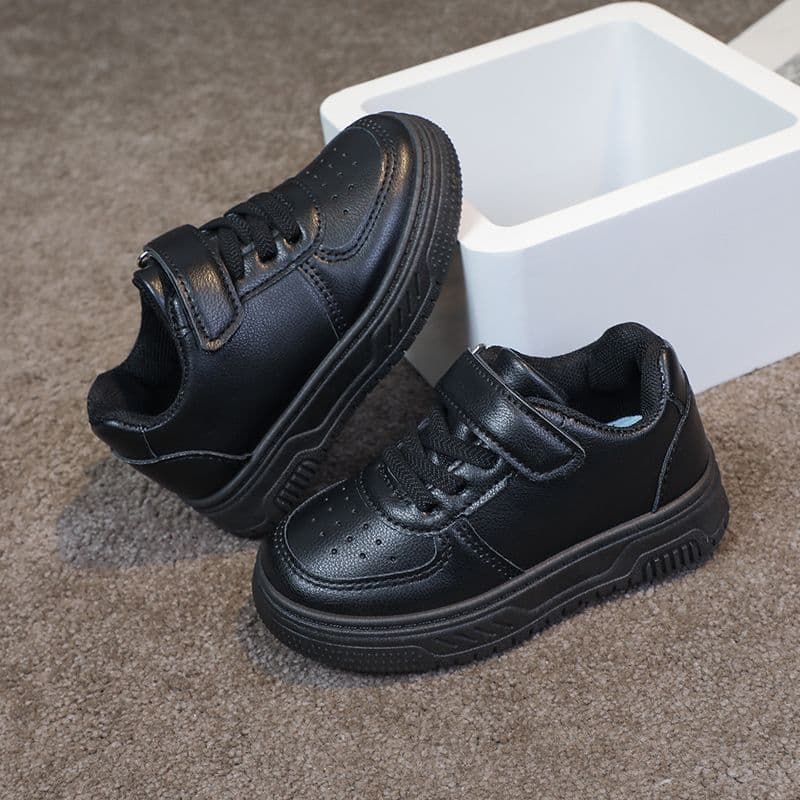 2025 Spring/Autumn Kids Boys Girls Leather Waterproof Casual Sports Anti-Slip White Low-Top Board Shoes
