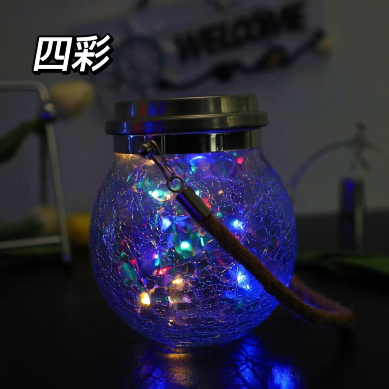 Cracked Glass Hanging Solar Light LED Outdoor Garden Villa Landscape Decorative Night Light Glowing
