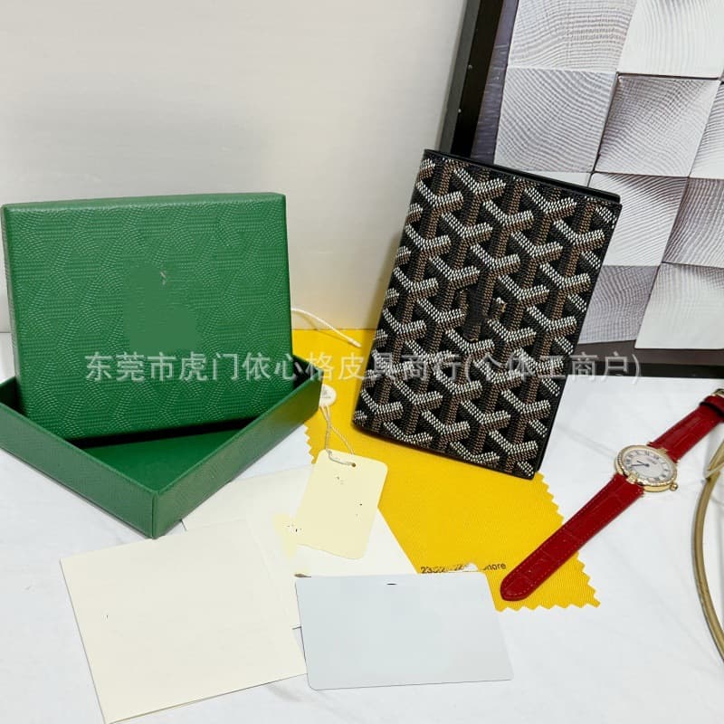 Cross-border Foreign Trade Elegant Goyard Unisex Genuine Leather Wallet Multi-Card Slot Wallet Card Holder Real Cowhide Interior